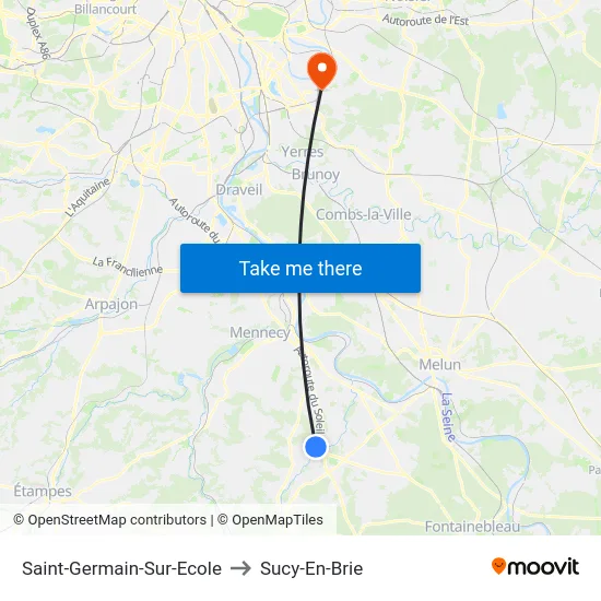 Saint-Germain-Sur-Ecole to Sucy-En-Brie map