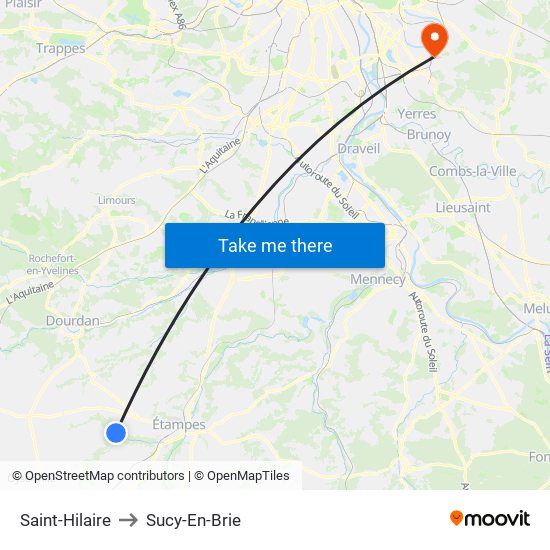 Saint-Hilaire to Sucy-En-Brie map