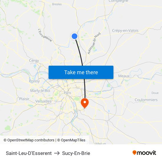 Saint-Leu-D'Esserent to Sucy-En-Brie map
