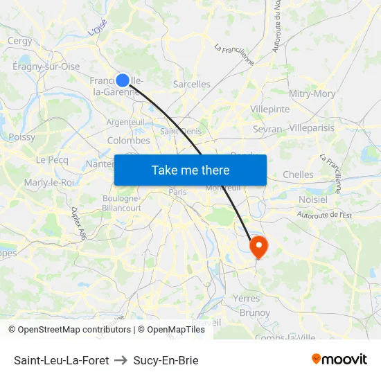 Saint-Leu-La-Foret to Sucy-En-Brie map