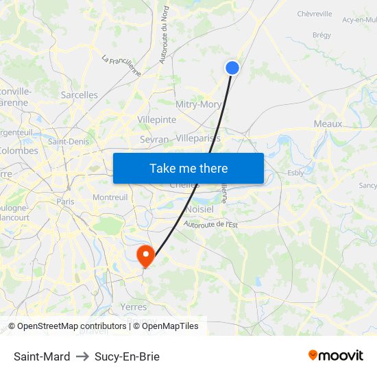 Saint-Mard to Sucy-En-Brie map