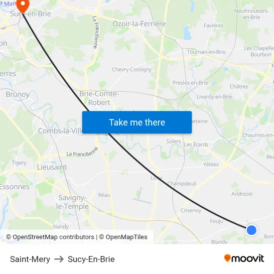 Saint-Mery to Sucy-En-Brie map