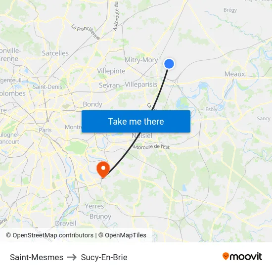 Saint-Mesmes to Sucy-En-Brie map