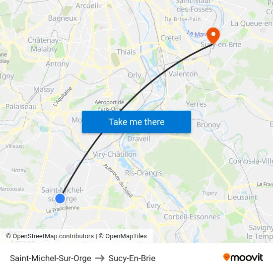 Saint-Michel-Sur-Orge to Sucy-En-Brie map