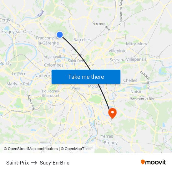 Saint-Prix to Sucy-En-Brie map