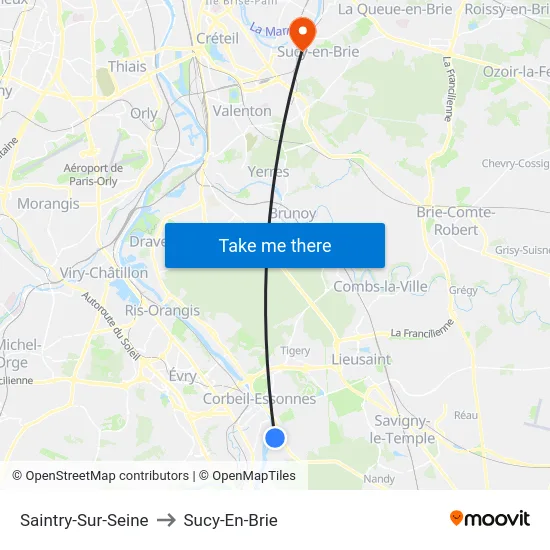 Saintry-Sur-Seine to Sucy-En-Brie map