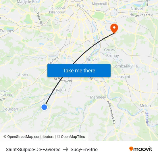 Saint-Sulpice-De-Favieres to Sucy-En-Brie map