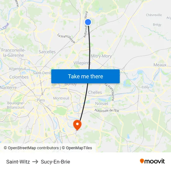 Saint-Witz to Sucy-En-Brie map
