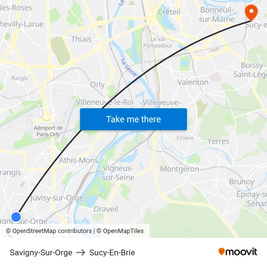 Savigny-Sur-Orge to Sucy-En-Brie map