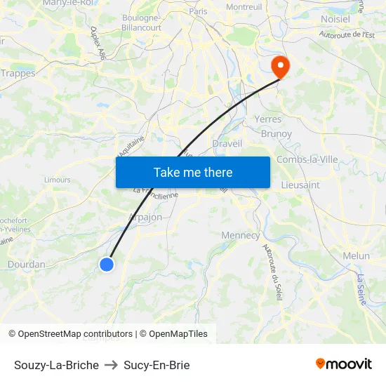 Souzy-La-Briche to Sucy-En-Brie map