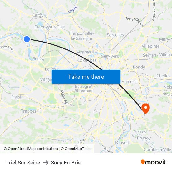 Triel-Sur-Seine to Sucy-En-Brie map