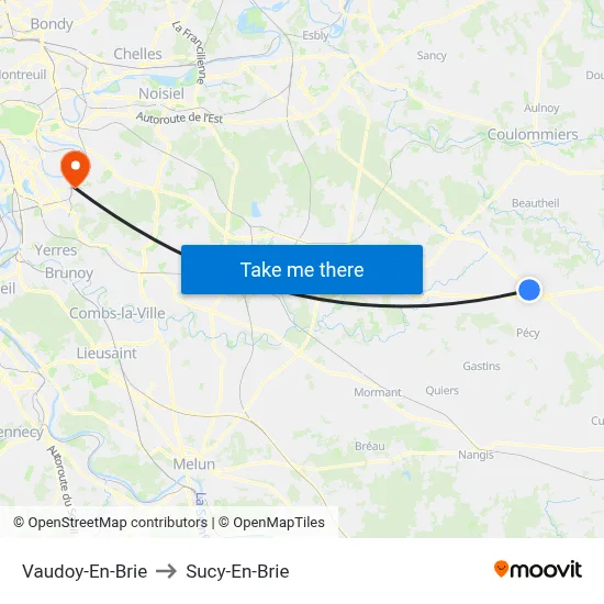 Vaudoy-En-Brie to Sucy-En-Brie map