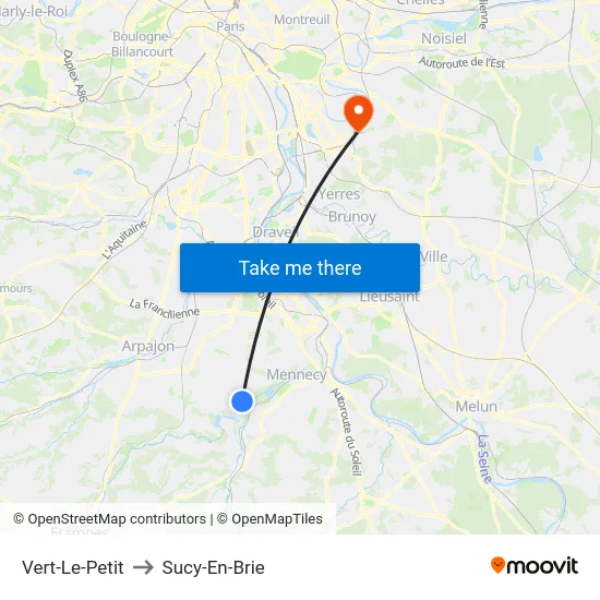 Vert-Le-Petit to Sucy-En-Brie map