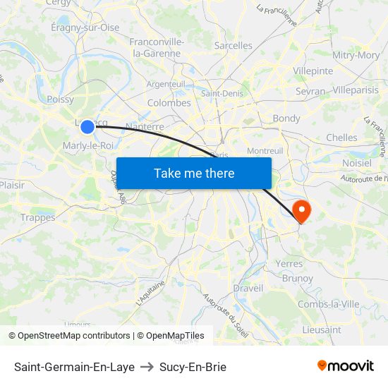 Saint-Germain-En-Laye to Sucy-En-Brie map