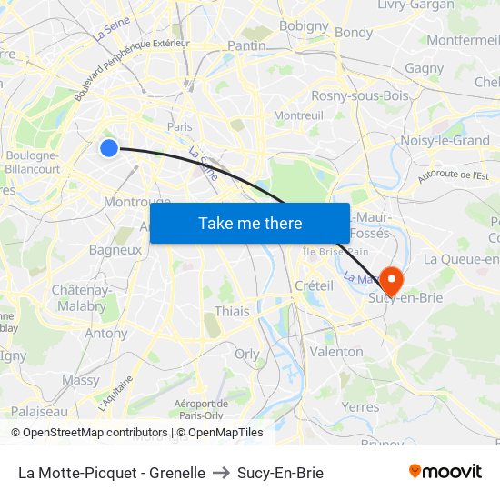 La Motte-Picquet - Grenelle to Sucy-En-Brie map
