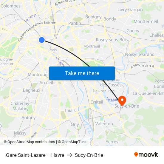 Gare Saint-Lazare – Havre to Sucy-En-Brie map