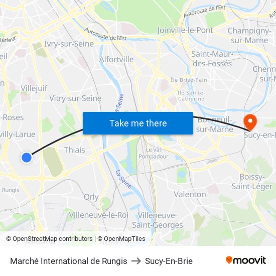 Marché International de Rungis to Sucy-En-Brie map
