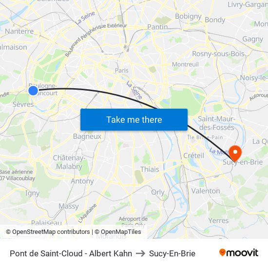 Pont de Saint-Cloud - Albert Kahn to Sucy-En-Brie map