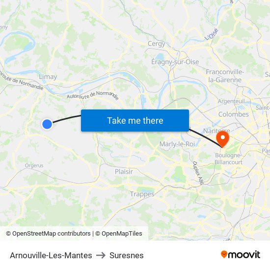 Arnouville-Les-Mantes to Suresnes map