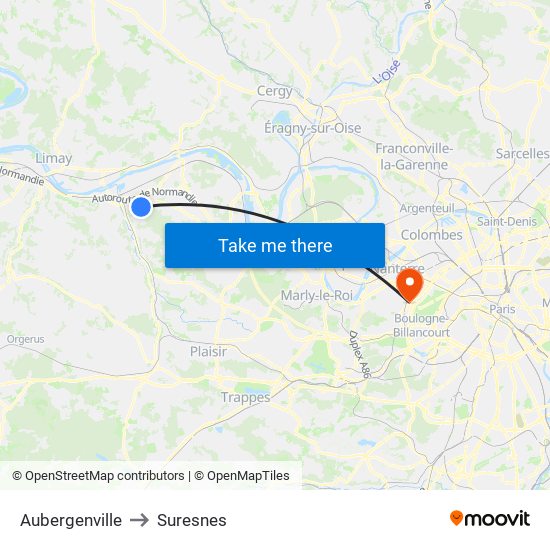 Aubergenville to Suresnes map