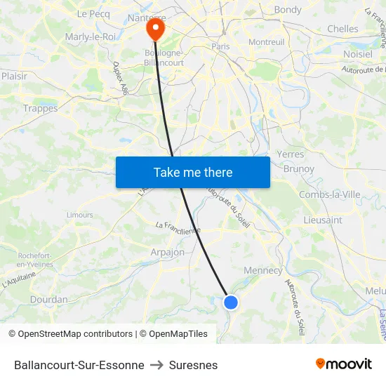 Ballancourt-Sur-Essonne to Suresnes map