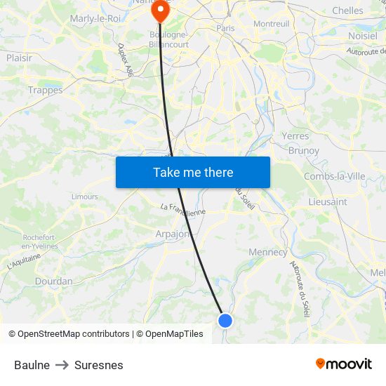 Baulne to Suresnes map
