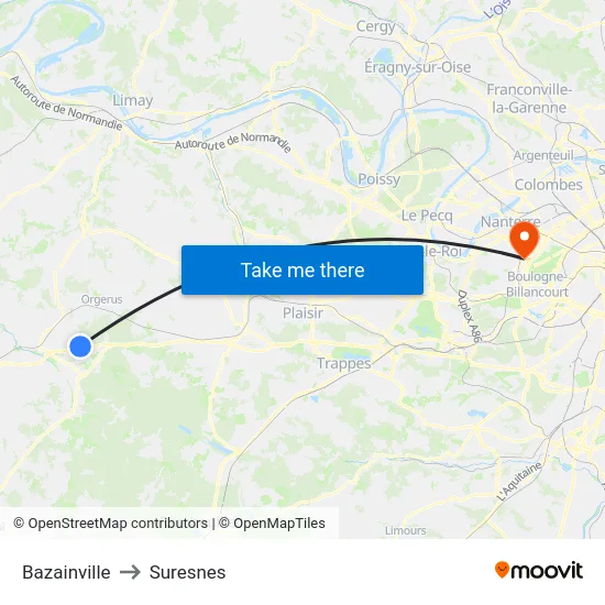 Bazainville to Suresnes map