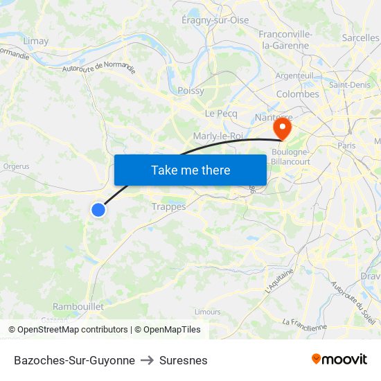 Bazoches-Sur-Guyonne to Suresnes map