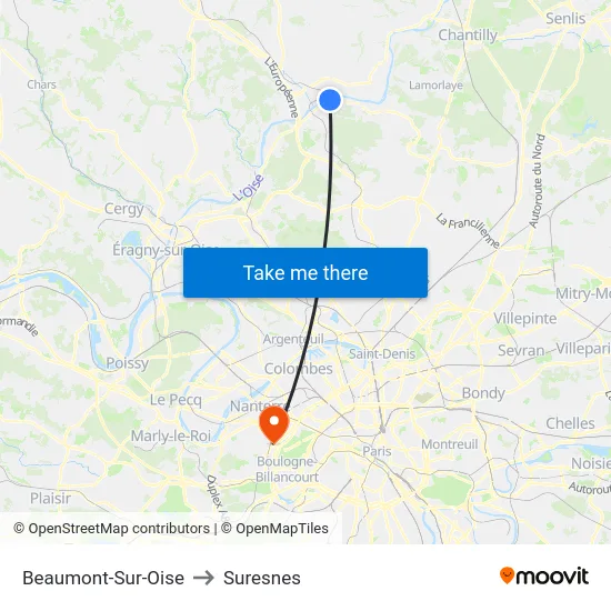 Beaumont-Sur-Oise to Suresnes map