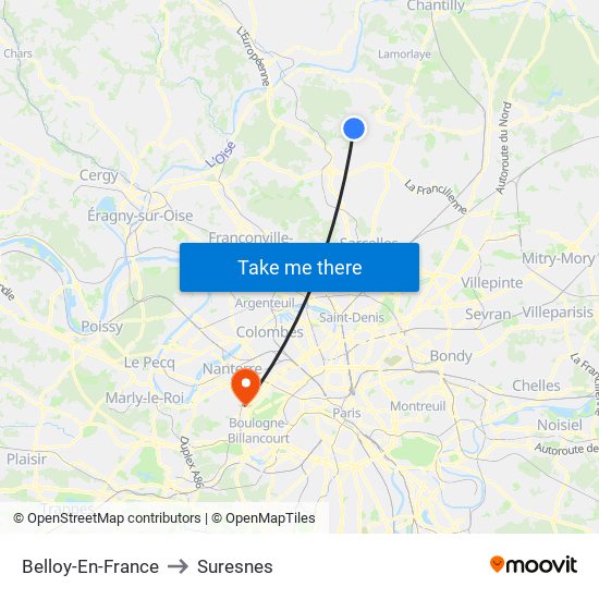 Belloy-En-France to Suresnes map