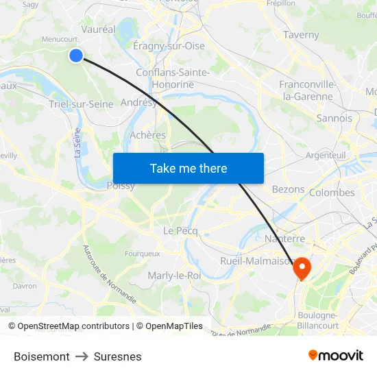 Boisemont to Suresnes map