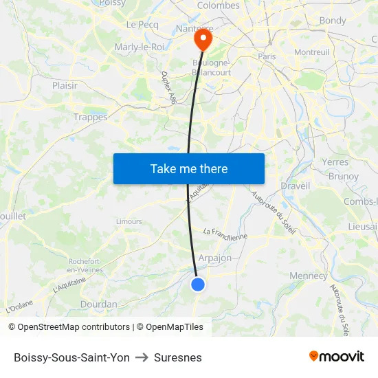 Boissy-Sous-Saint-Yon to Suresnes map