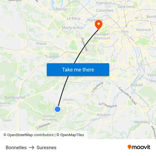 Bonnelles to Suresnes map