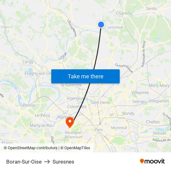 Boran-Sur-Oise to Suresnes map