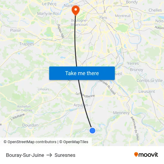 Bouray-Sur-Juine to Suresnes map