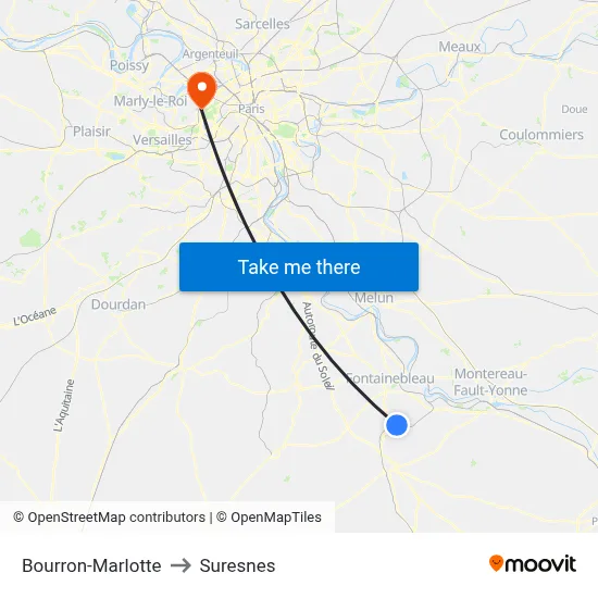 Bourron-Marlotte to Suresnes map