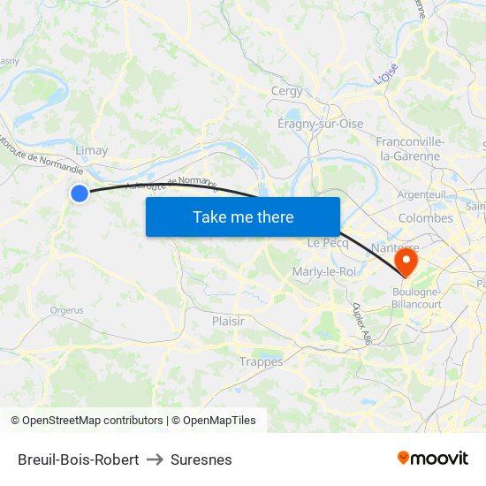 Breuil-Bois-Robert to Suresnes map