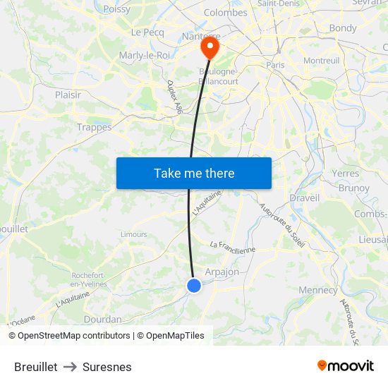 Breuillet to Suresnes map