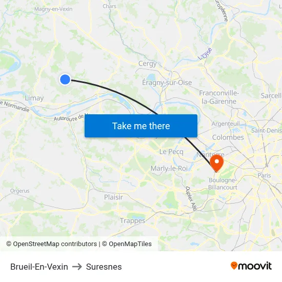 Brueil-En-Vexin to Suresnes map