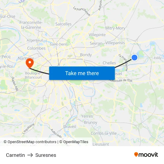 Carnetin to Suresnes map