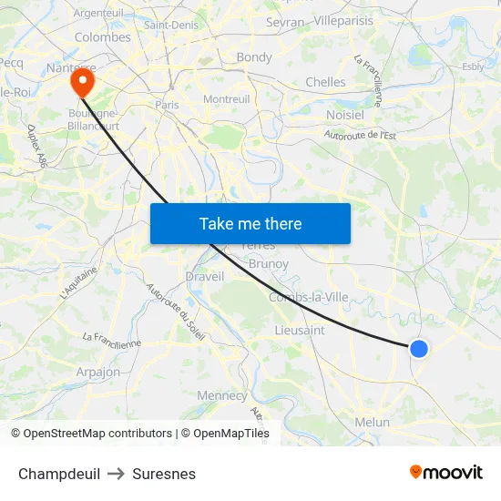 Champdeuil to Suresnes map