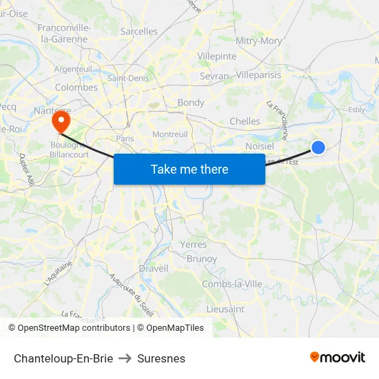 Chanteloup-En-Brie to Suresnes map