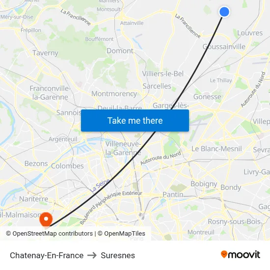 Chatenay-En-France to Suresnes map