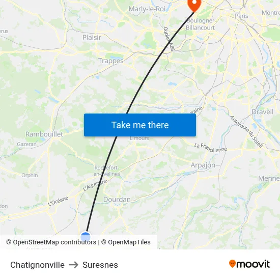 Chatignonville to Suresnes map