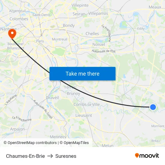 Chaumes-En-Brie to Suresnes map