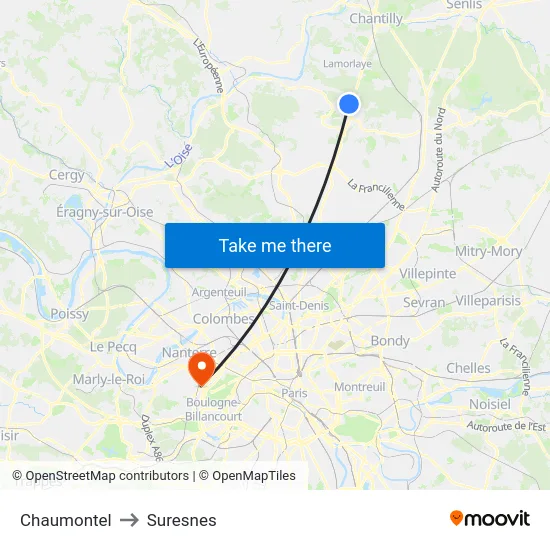 Chaumontel to Suresnes map