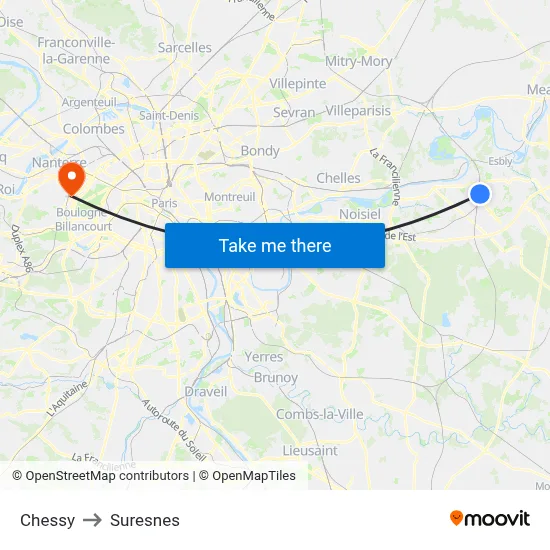 Chessy to Suresnes map