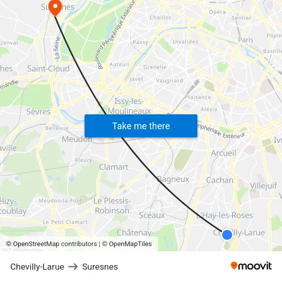 Chevilly-Larue to Suresnes map