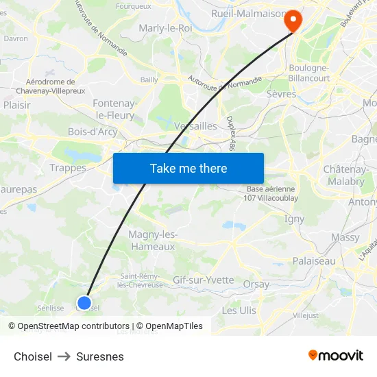 Choisel to Suresnes map