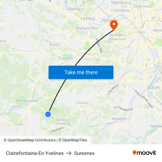 Clairefontaine-En-Yvelines to Suresnes map